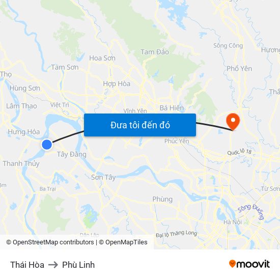 Thái Hòa to Phù Linh map