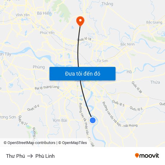 Thư Phú to Phù Linh map