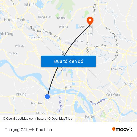 Thượng Cát to Phù Linh map