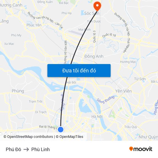 Phú Đô to Phù Linh map