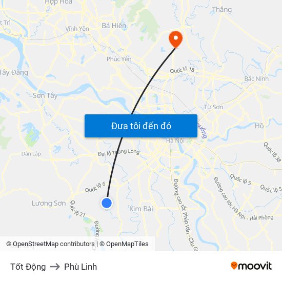 Tốt Động to Phù Linh map