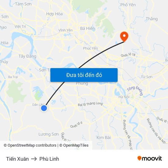 Tiến Xuân to Phù Linh map