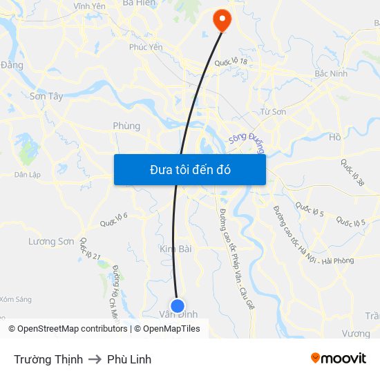 Trường Thịnh to Phù Linh map