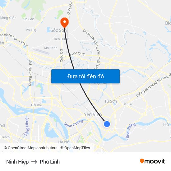 Ninh Hiệp to Phù Linh map