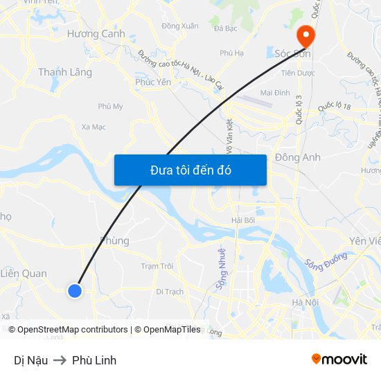 Dị Nậu to Phù Linh map
