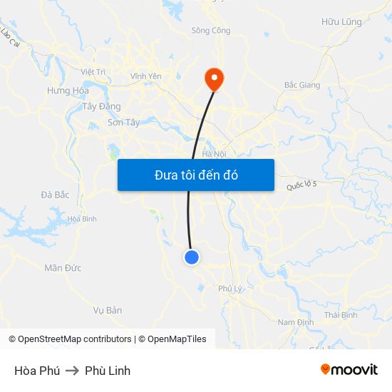 Hòa Phú to Phù Linh map