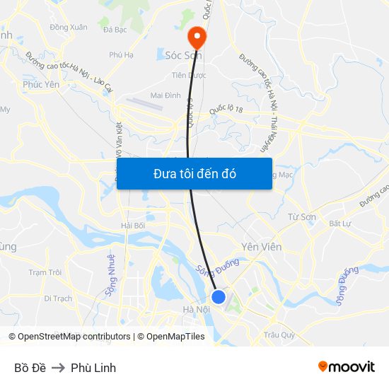 Bồ Đề to Phù Linh map