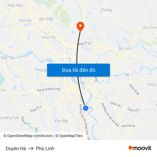 Duyên Hà to Phù Linh map