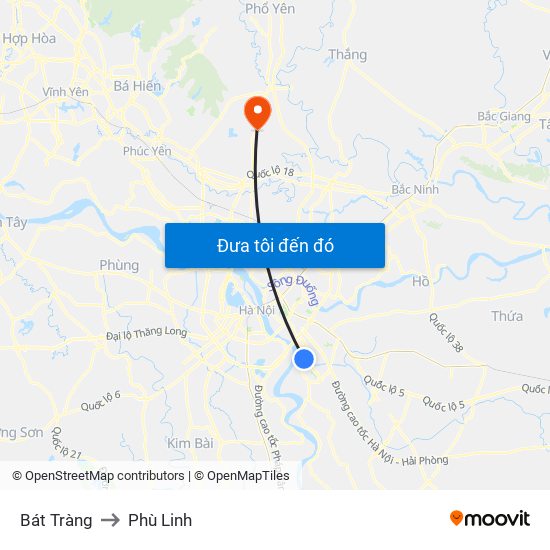 Bát Tràng to Phù Linh map