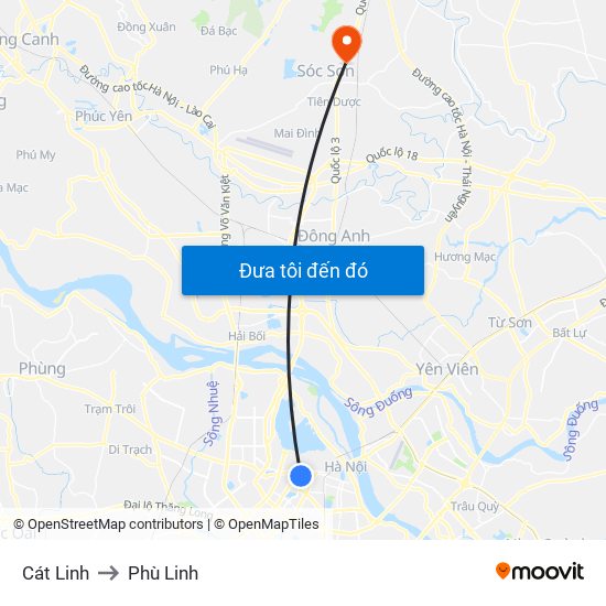 Cát Linh to Phù Linh map