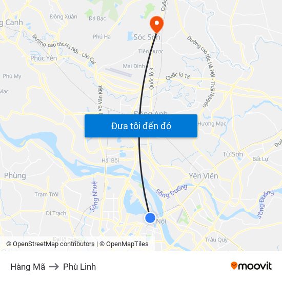 Hàng Mã to Phù Linh map