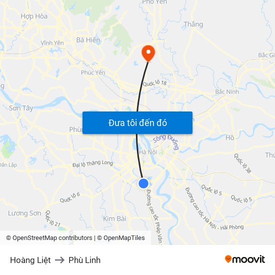 Hoàng Liệt to Phù Linh map