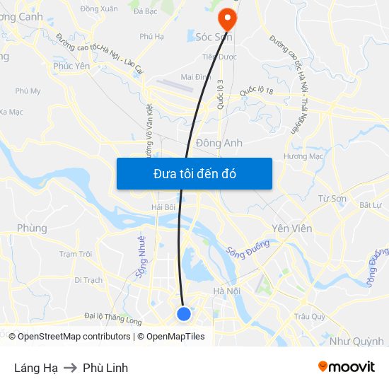 Láng Hạ to Phù Linh map