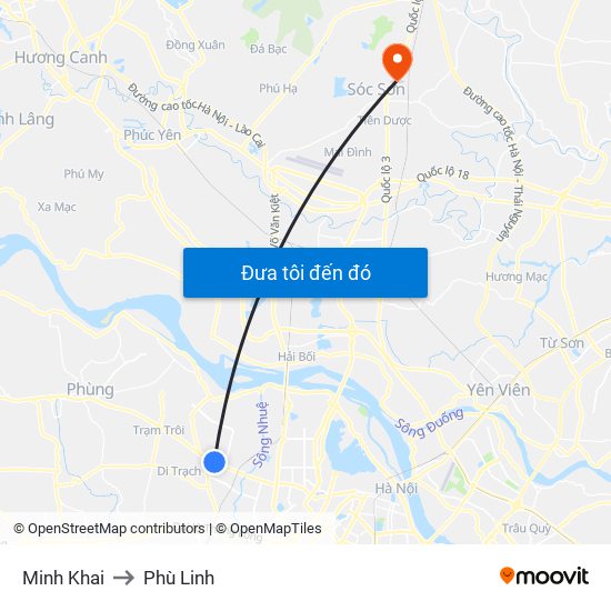 Minh Khai to Phù Linh map