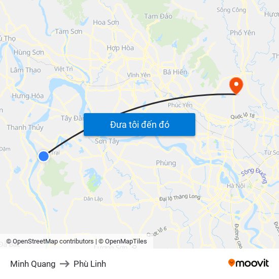 Minh Quang to Phù Linh map