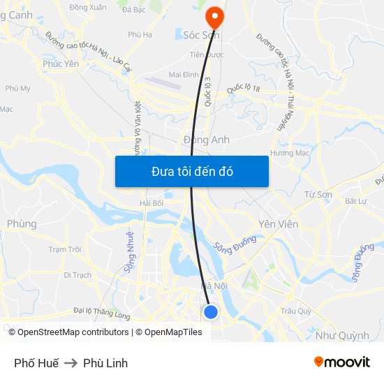 Phố Huế to Phù Linh map