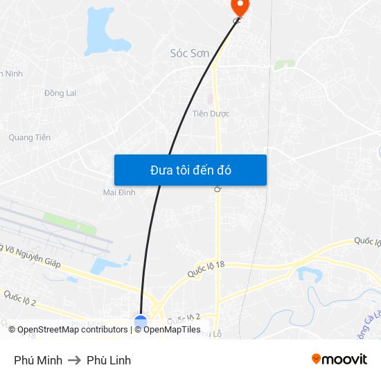 Phú Minh to Phù Linh map