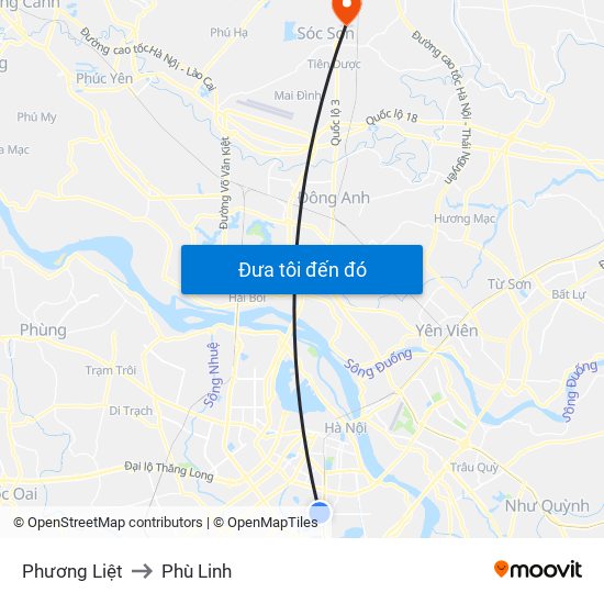 Phương Liệt to Phù Linh map