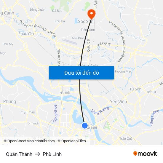 Quán Thánh to Phù Linh map