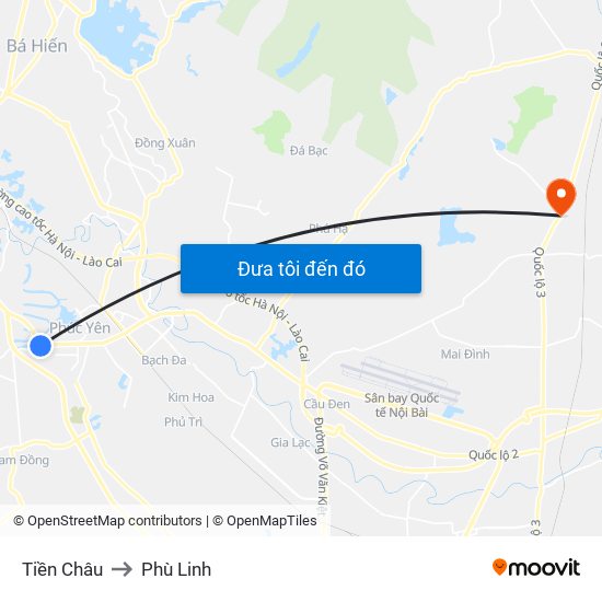 Tiền Châu to Phù Linh map