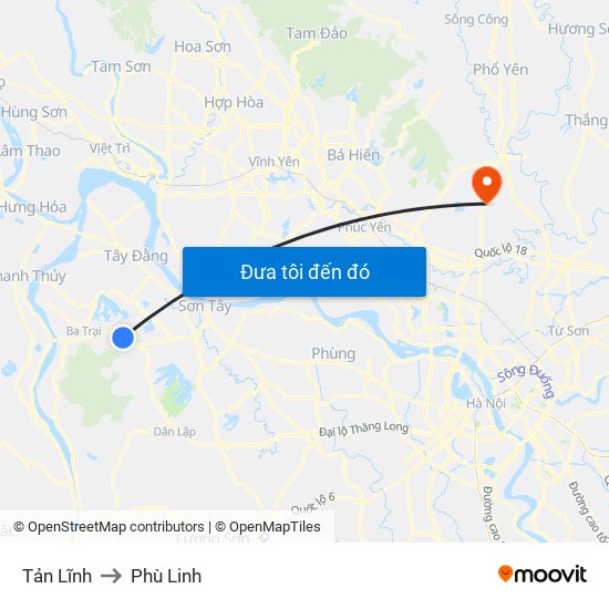 Tản Lĩnh to Phù Linh map