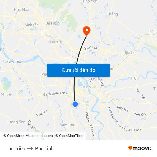 Tân Triều to Phù Linh map