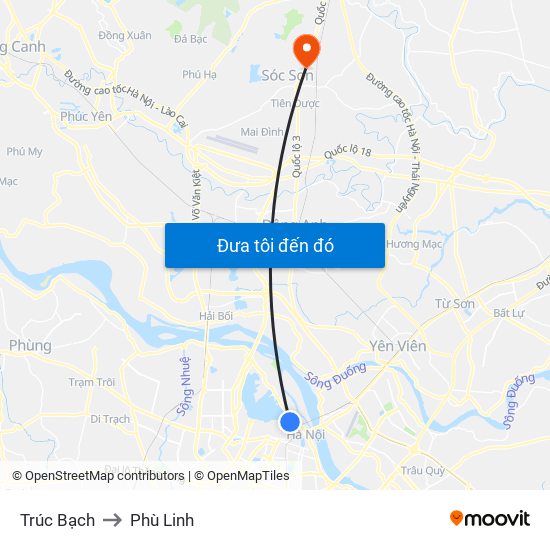 Trúc Bạch to Phù Linh map
