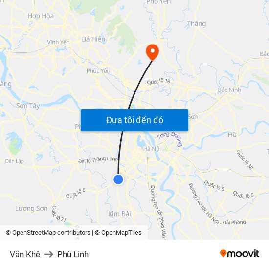 Văn Khê to Phù Linh map