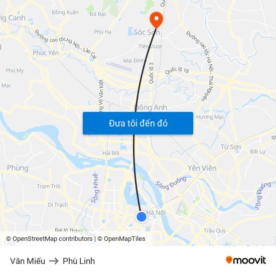 Văn Miếu to Phù Linh map