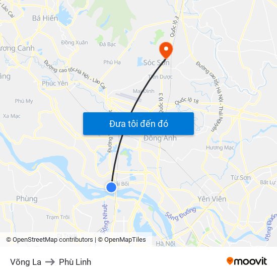 Võng La to Phù Linh map