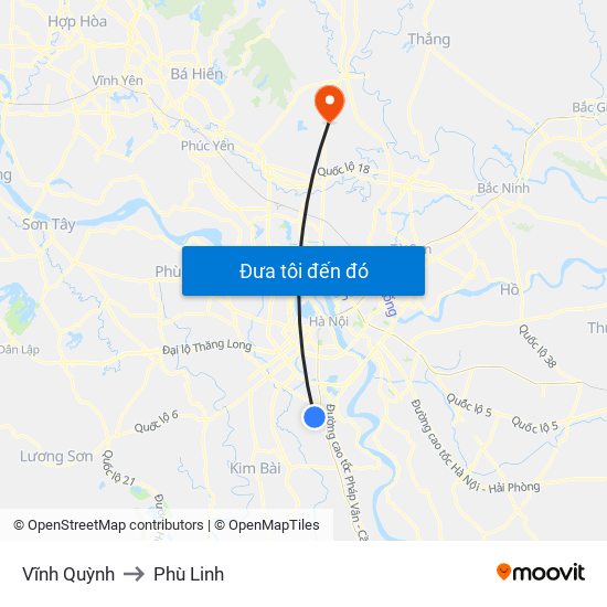 Vĩnh Quỳnh to Phù Linh map