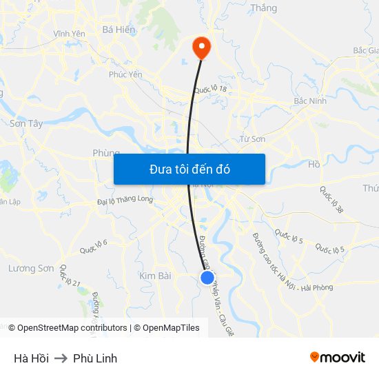 Hà Hồi to Phù Linh map