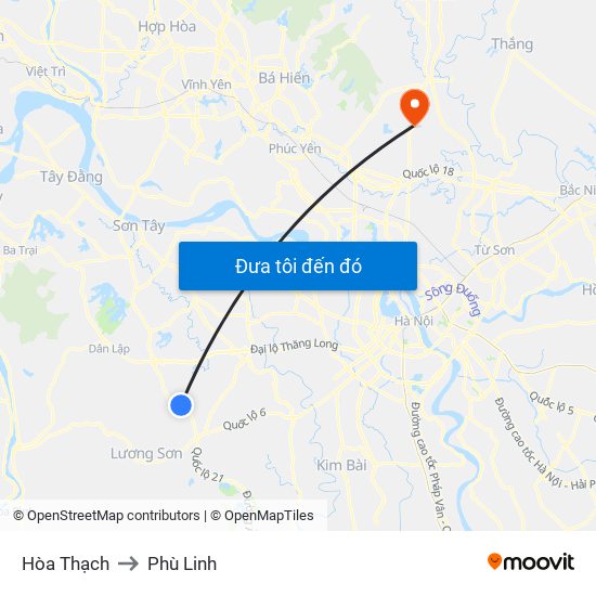 Hòa Thạch to Phù Linh map