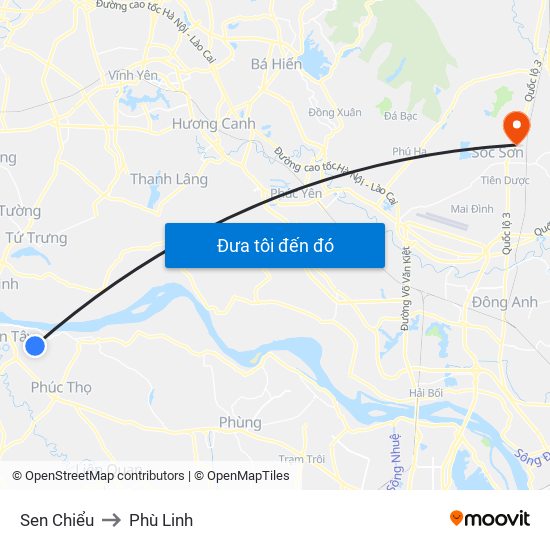 Sen Chiểu to Phù Linh map