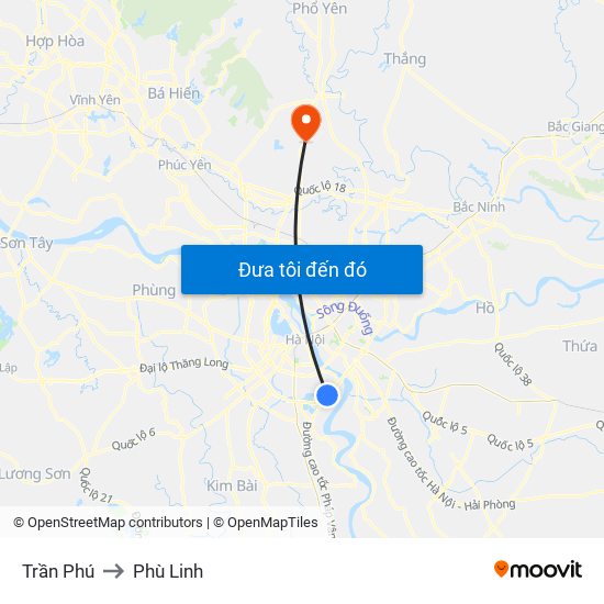 Trần Phú to Phù Linh map