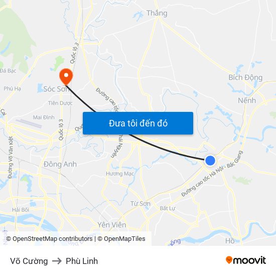 Võ Cường to Phù Linh map