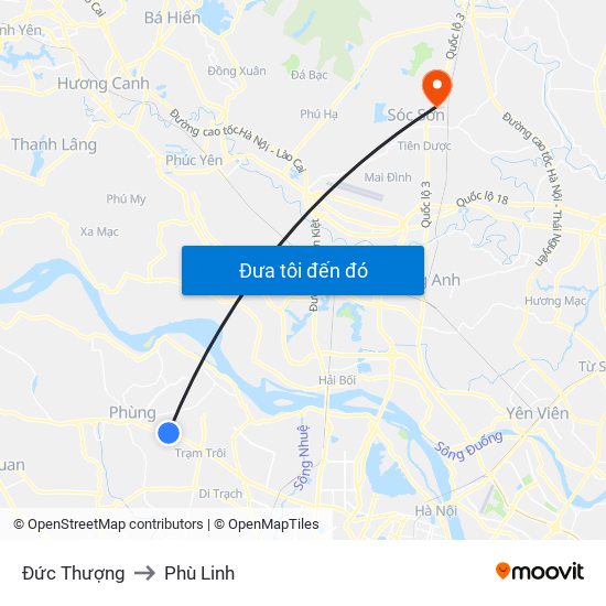 Đức Thượng to Phù Linh map