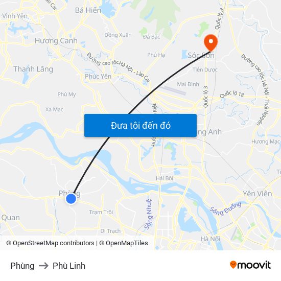 Phùng to Phù Linh map