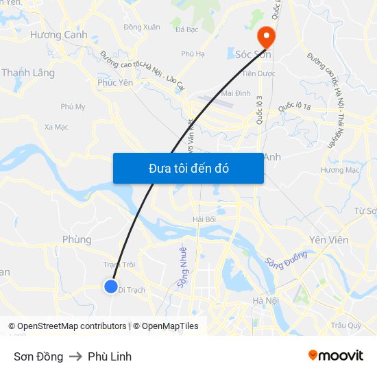 Sơn Đồng to Phù Linh map