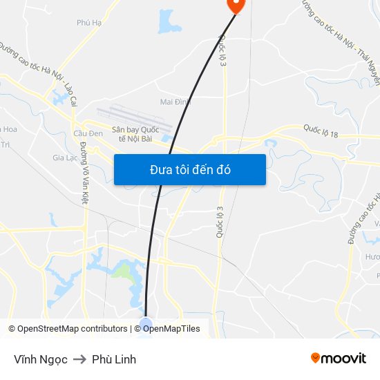 Vĩnh Ngọc to Phù Linh map