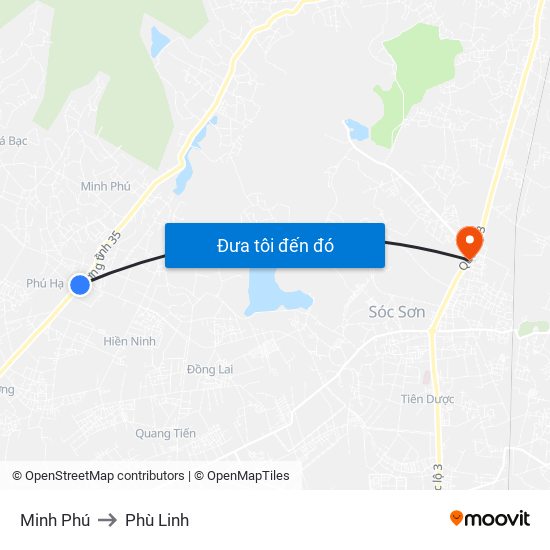 Minh Phú to Phù Linh map