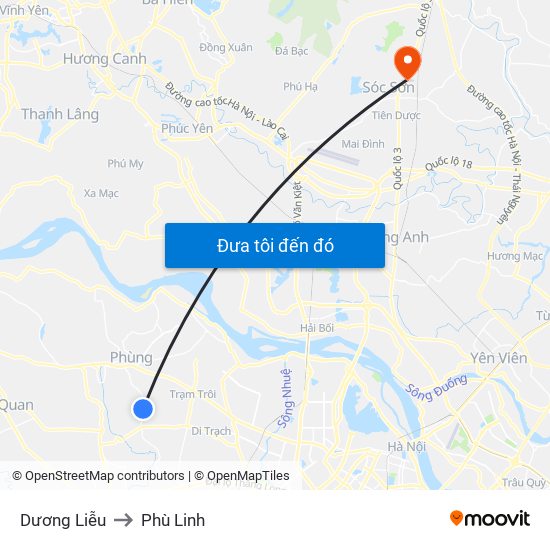 Dương Liễu to Phù Linh map