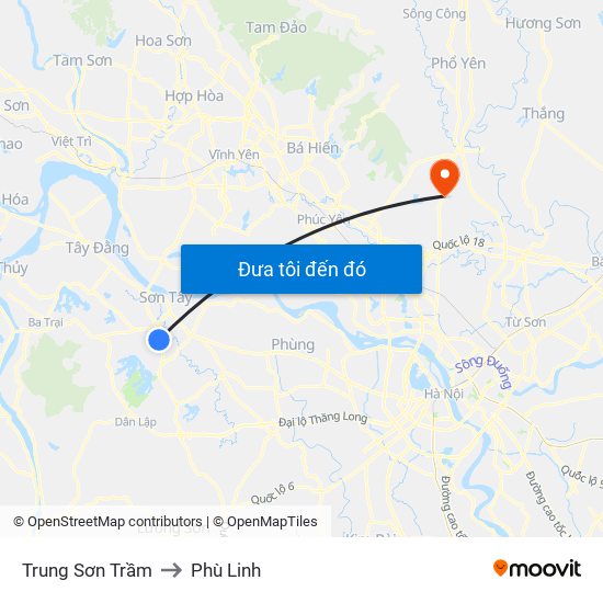 Trung Sơn Trầm to Phù Linh map