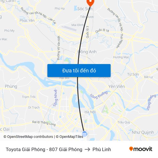 Toyota Giải Phóng - 807 Giải Phóng to Phù Linh map
