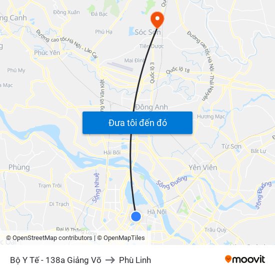 Bộ Y Tế - 138a Giảng Võ to Phù Linh map