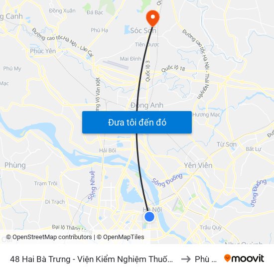 48 Hai Bà Trưng - Viện Kiểm Nghiệm Thuốc Trung Ương to Phù Linh map