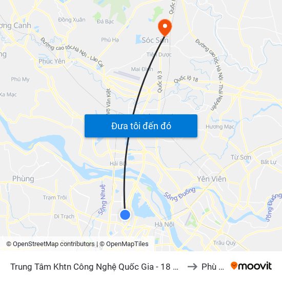 Trung Tâm Khtn Công Nghệ Quốc Gia - 18 Hoàng Quốc Việt to Phù Linh map