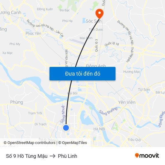 Số 9 Hồ Tùng Mậu to Phù Linh map