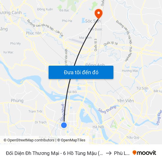 Đối Diện Đh Thương Mại - 6 Hồ Tùng Mậu (Cột Sau) to Phù Linh map