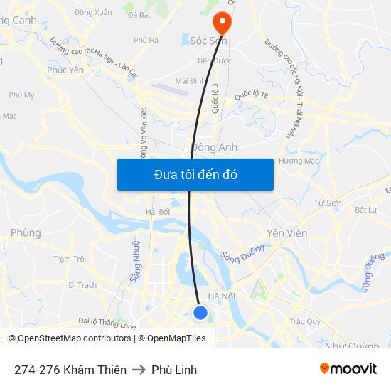 274-276 Khâm Thiên to Phù Linh map